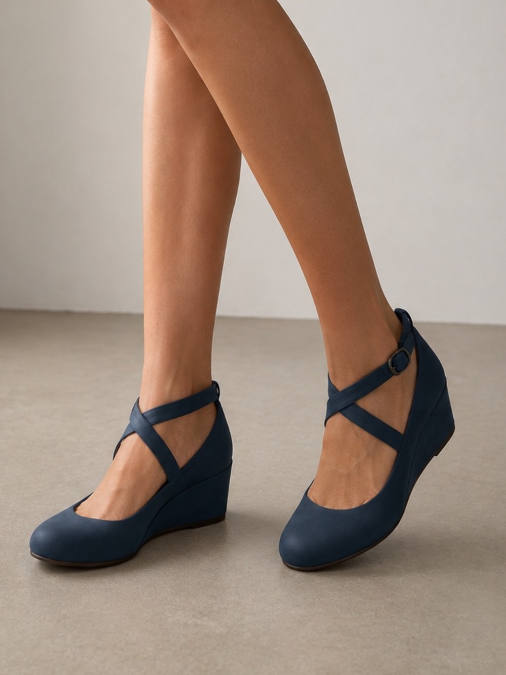 Gentle Souls Navy Wedge Leather Shoes